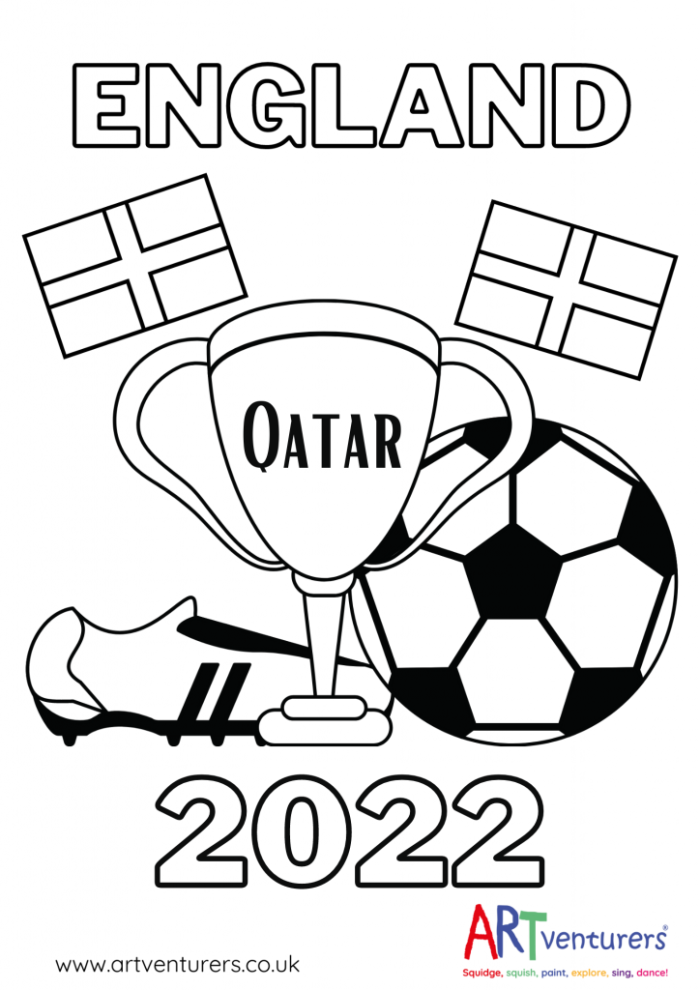 Kindergarten student coloring a soccer themed World Cup worksheet with numbered sections