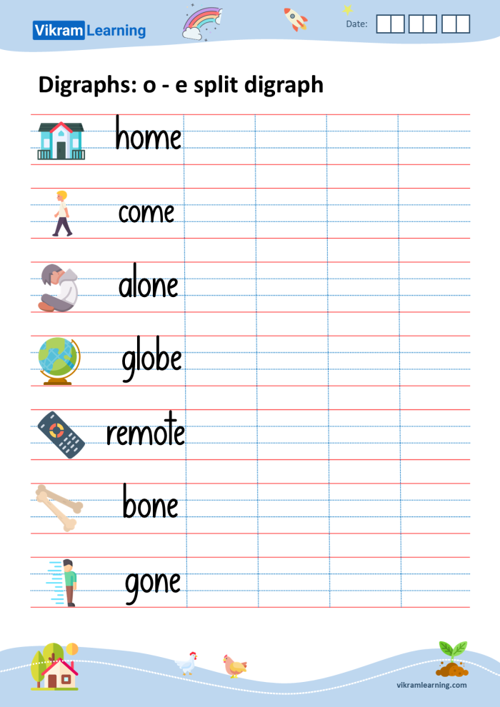 Blends and digraphs sorting worksheet for kindergarten phonics practice