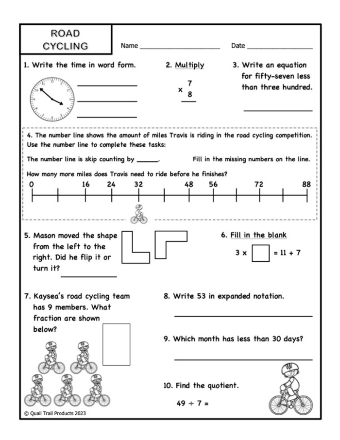Colorful Sports Math worksheet for kindergarteners to practice addition from 0 to 10