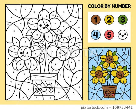 A cheerful bee discovering vibrant spring flowers on a coloring worksheet