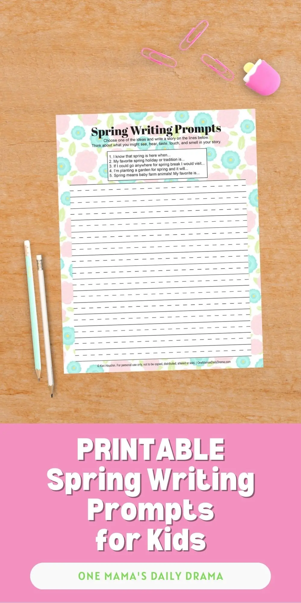 Spring Writing Assessment worksheet focused on opinion writing for kindergarten students. Engaging prompt to evaluate young learners' opinion-sharing skills.