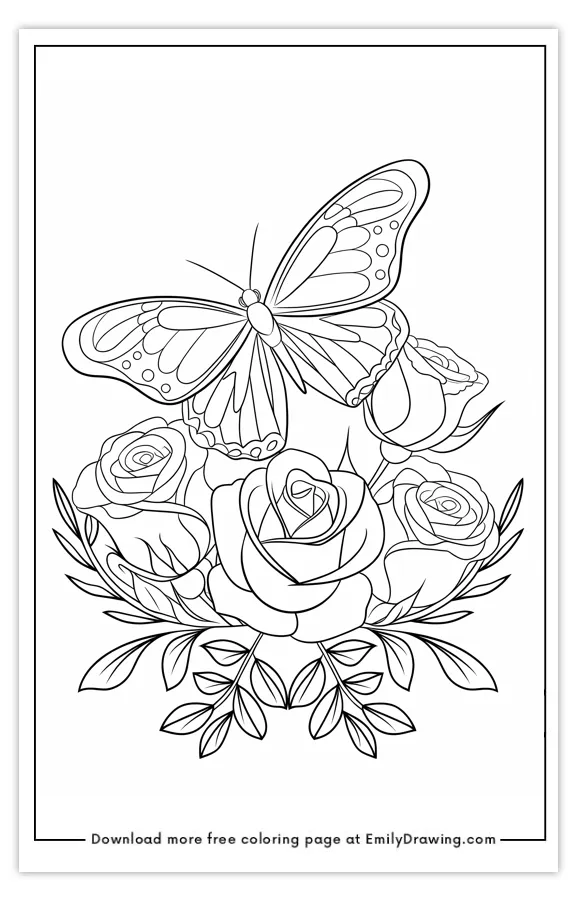 Spring Roses Coloring Page Worksheet for Mixed Operations in Kindergarten Coloring page featuring vibrant spring roses and playful ladybugs for kindergarten students