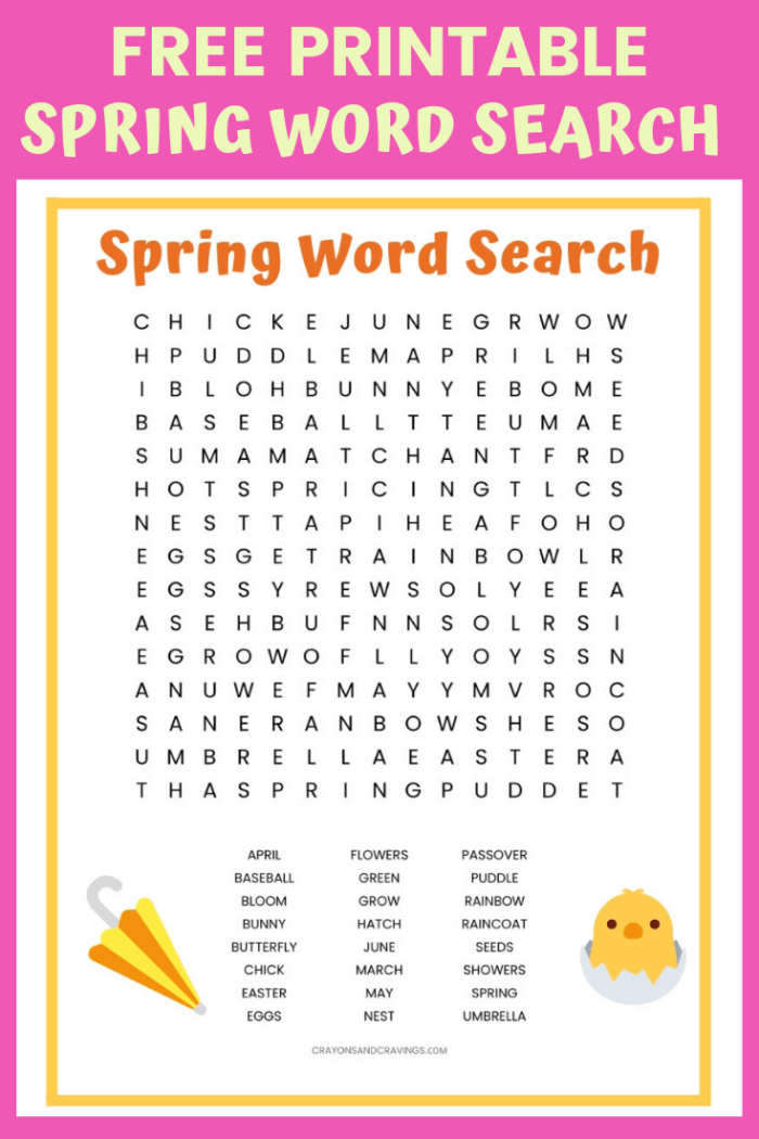 Kindergarten student working on a spring themed word search puzzle to practice vocabulary