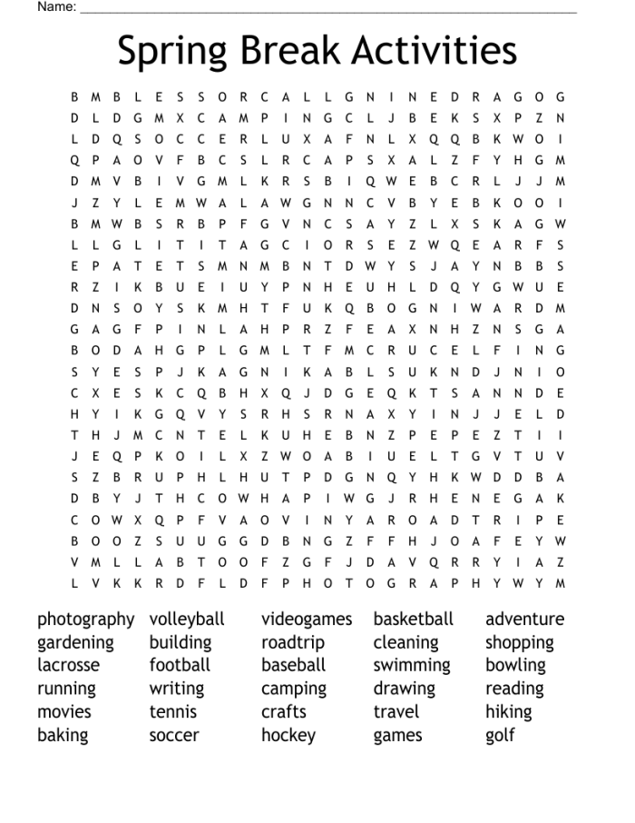 Kindergarten student solving a Spring Word Search vocabulary worksheet