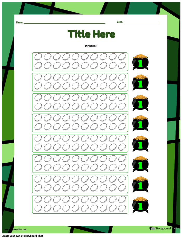 St. Paddy's Counting Worksheet for Kindergarten: Count the Leprechauns! Counting leprechauns in a festive St. Paddy's Day worksheet for kindergarten students