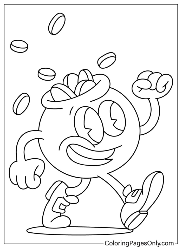 Kindergarten coloring page featuring a pot of gold and a rainbow for St. Patrick's Day