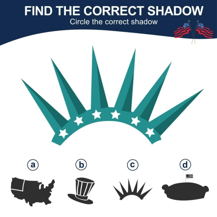 Colorful paper Statue of Liberty crown worksheet for kids