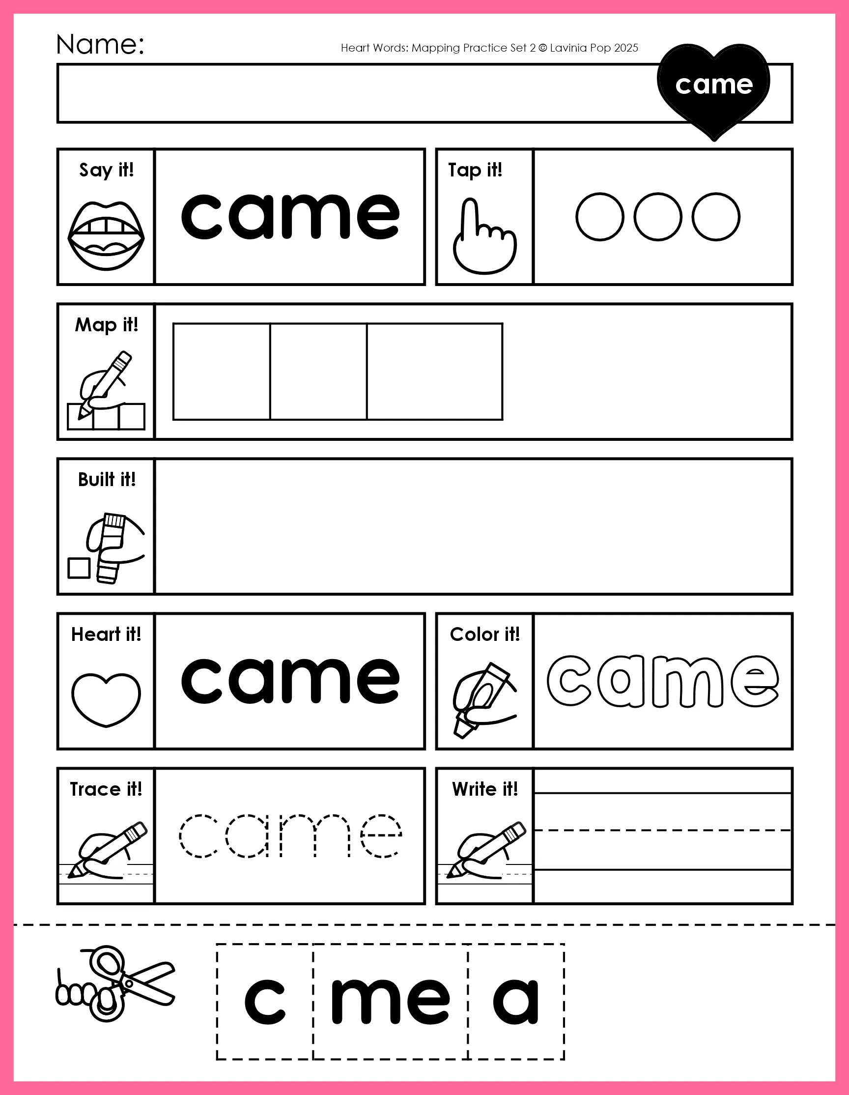 Kindergarten student coloring a park map worksheet while learning geography basics