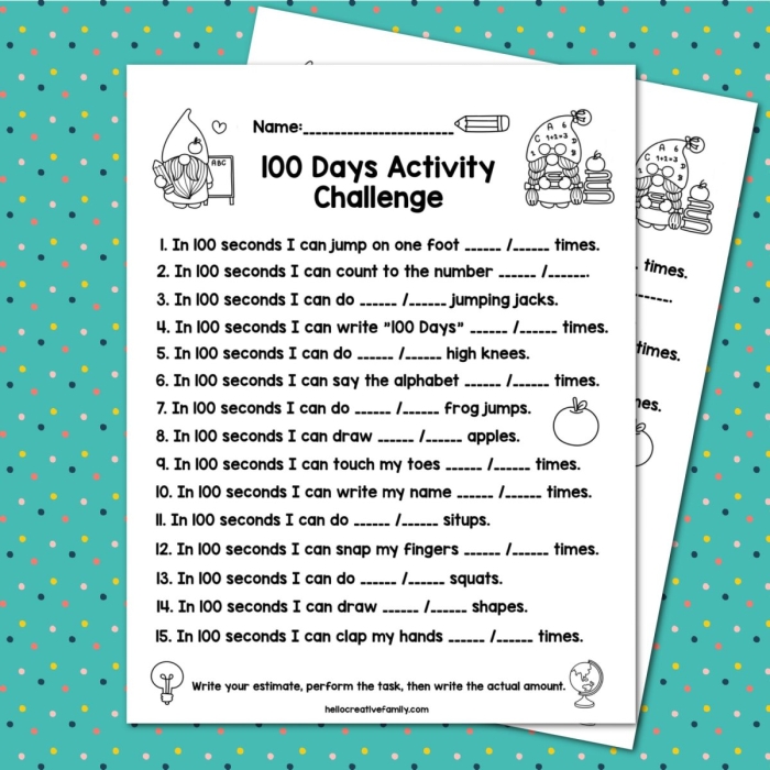 Kindergarten student counting pages for the 100th day of school booklet