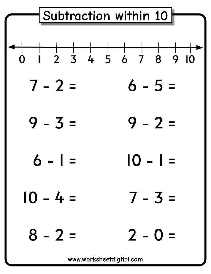 Kindergarten life science worksheet for practicing subtraction to 10 by crossing out items
