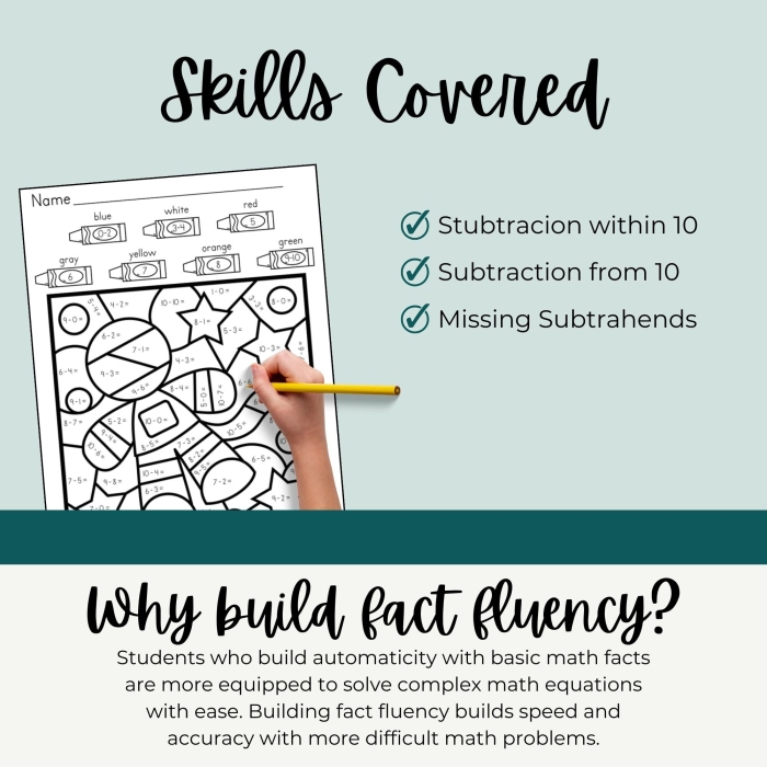 Subtracting in Space Worksheet Number Five Kindergarten student counting and solving subtraction problems on a space-themed math worksheet