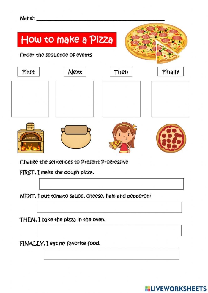 Worksheet for kindergarteners to express their favorite pizza type Kids worksheet featuring My Favorite Pizza for subtraction practice