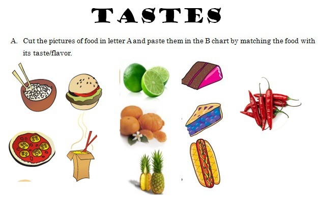 5 Senses Taste Matching Worksheet for Early Learners Worksheet for kindergarteners to match different tastes with the five senses