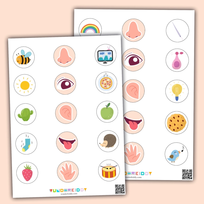 Engaging 5 Senses: Taste Matching worksheet for young learners Worksheet for matching tastes with the five senses for kindergarteners