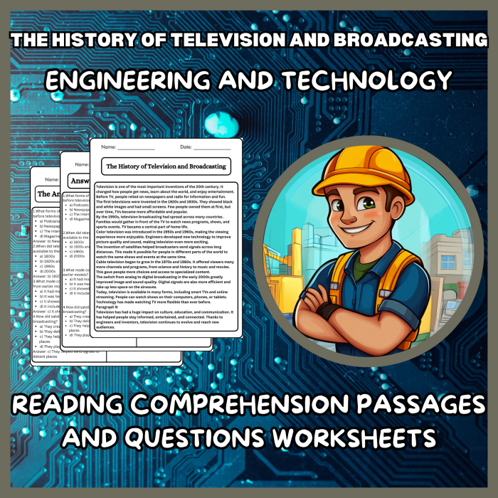 Television show comprehension questions worksheet for kindergarten students