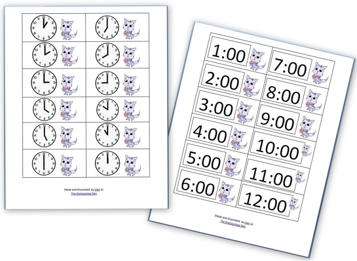 Printable Match the Clock worksheet for kindergarten time-telling practice