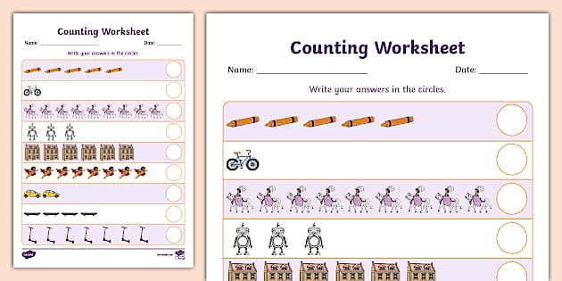 Colorful Toy Time Counting worksheet for kindergarten students to practice counting and writing numbers. Engaging activity that helps children learn to count toys in groups.