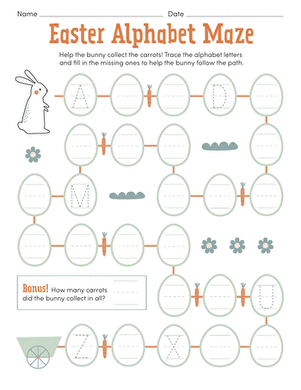 Kindergarten worksheet featuring a path for kids to trace from the letter A to K