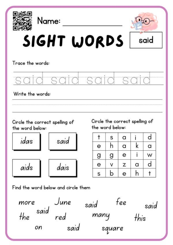 Write the Sight Word Have Worksheet Number Eighteen Kindergarten worksheet for practicing tracing and writing the sight word have