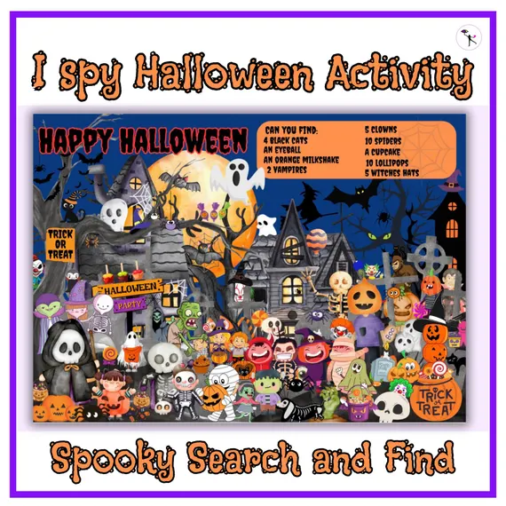 Kindergarten reading worksheet featuring a trick-or-treat maze where children collect candy pieces along the path