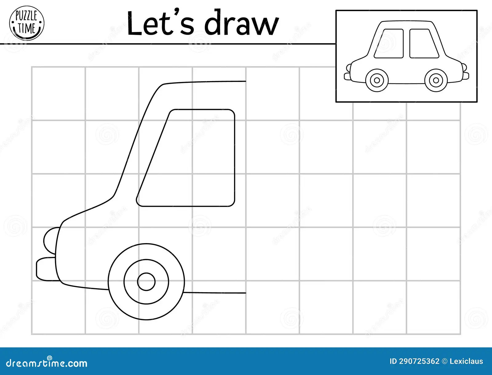 A fun worksheet for kindergarteners to complete a truck drawing with their creativity