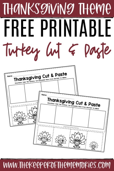 Kindergarten student assembling a fun Cut-and-Paste Turkey worksheet craft
