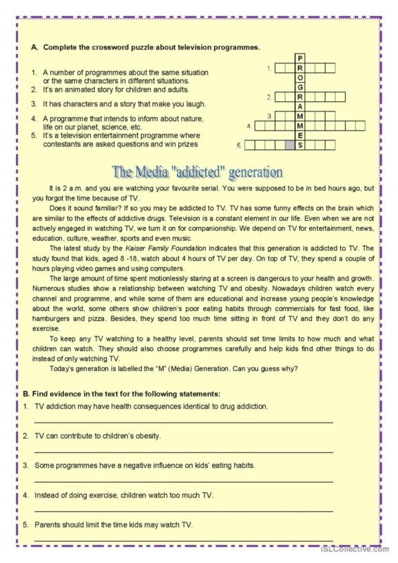 Television show comprehension questions worksheet for kindergarten students
