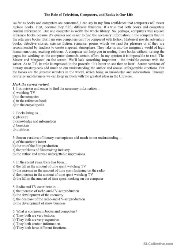 Television Show Comprehension Questions worksheet for kindergarten students