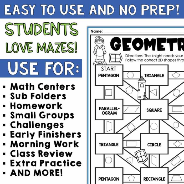 Engaging shapes maze to help young learners identify two-dimensional forms Colorful Two-Dimensional Shapes Maze worksheet for kindergarten students