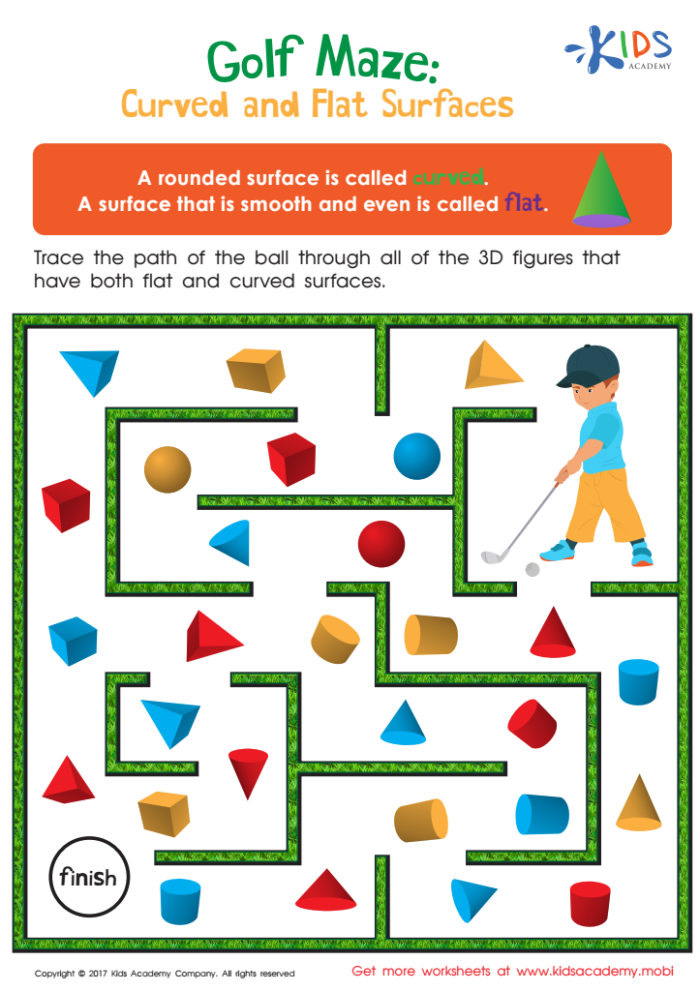 Two-Dimensional Shapes Maze worksheet for early shape recognition in kindergarten Engaging worksheet featuring a maze to help kindergarteners identify two-dimensional shapes