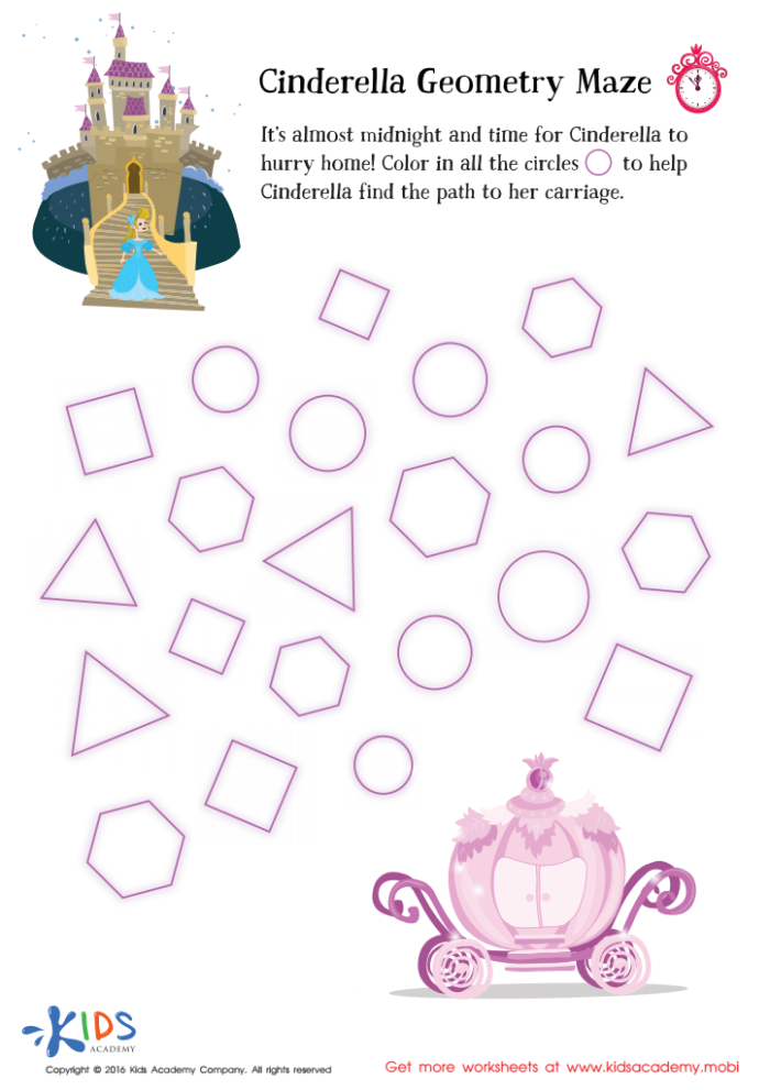 Engaging Two-Dimensional Shapes Maze worksheet for early learners Colorful maze featuring two-dimensional shapes designed for kindergarten students