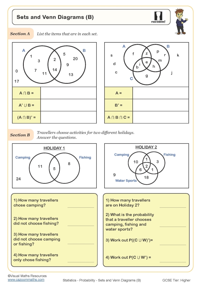 Venn diagram worksheet for kindergarteners to sort past and present concepts