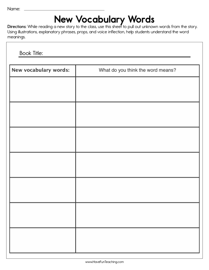 Kindergarten vocabulary cards for the Constructing Words worksheet lesson 13