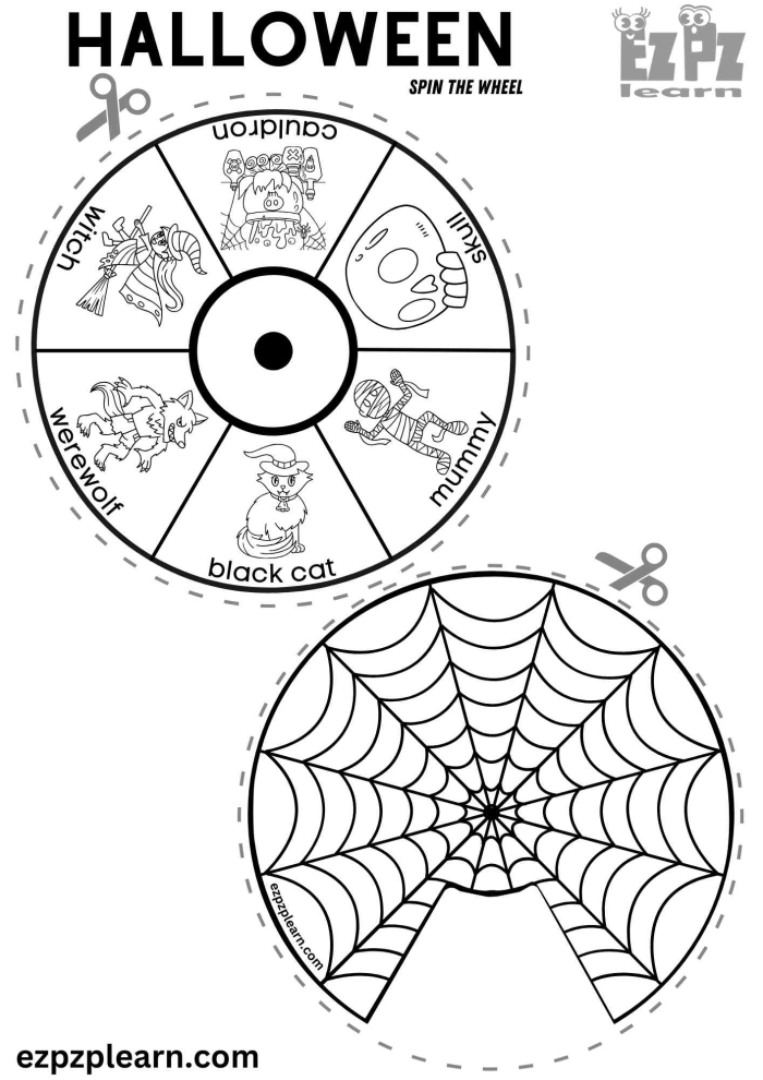 Kindergarten cut and paste Halloween witch worksheet activity 25