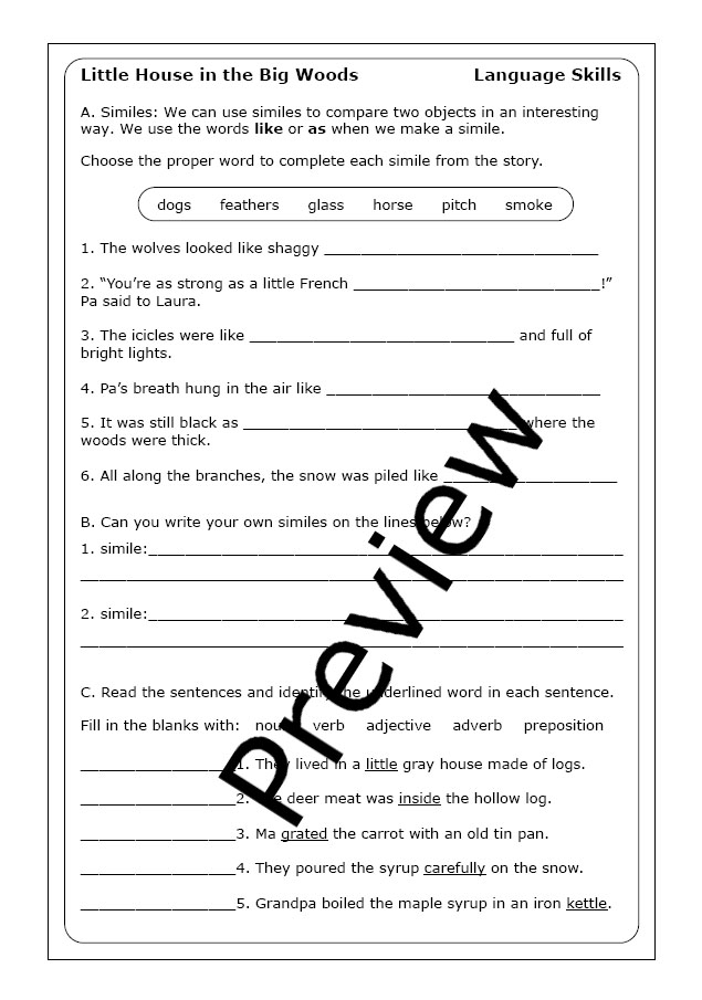 Kindergarten life science worksheet for matching woodland animals to their names