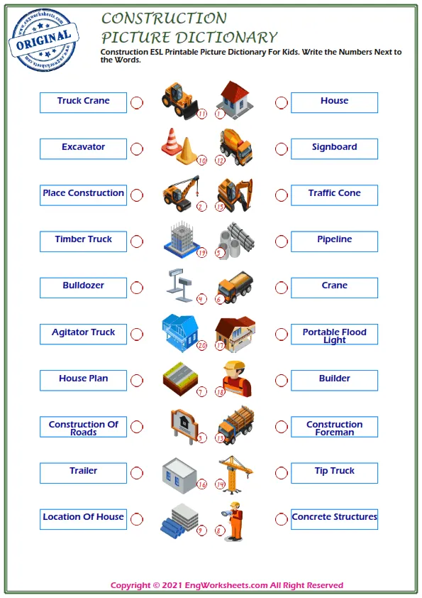 Glossary: Constructing Words worksheet for Kindergarten