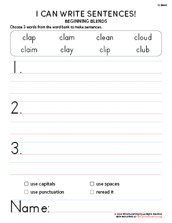 Glossary: Constructing Words worksheet for Kindergarten