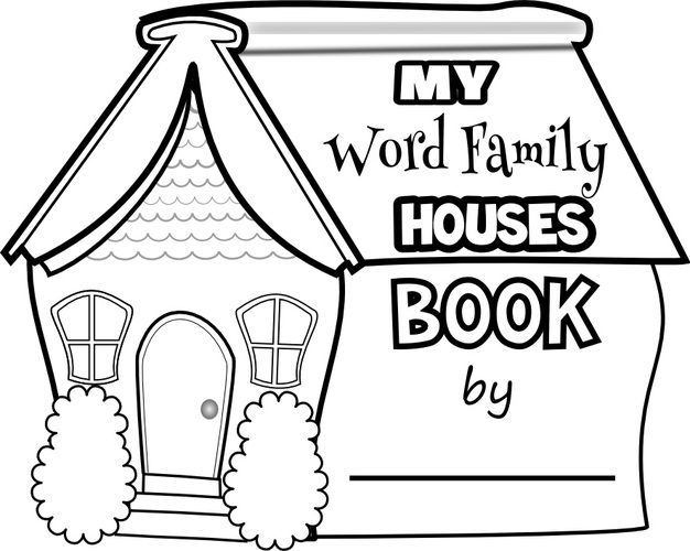 Colorful worksheet featuring -at and -ay word family houses for kindergarten students
