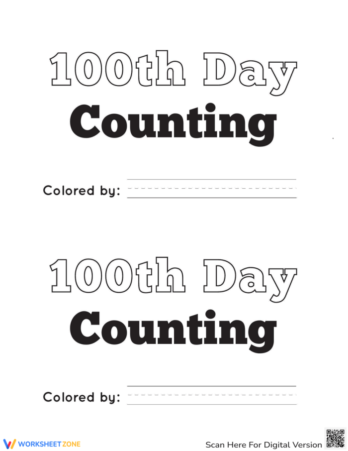 Colorful 100th Day Counting Reader worksheet for kindergarten students practicing counting to 100. Engaging booklet to celebrate the 100th day of school with fun counting activities.