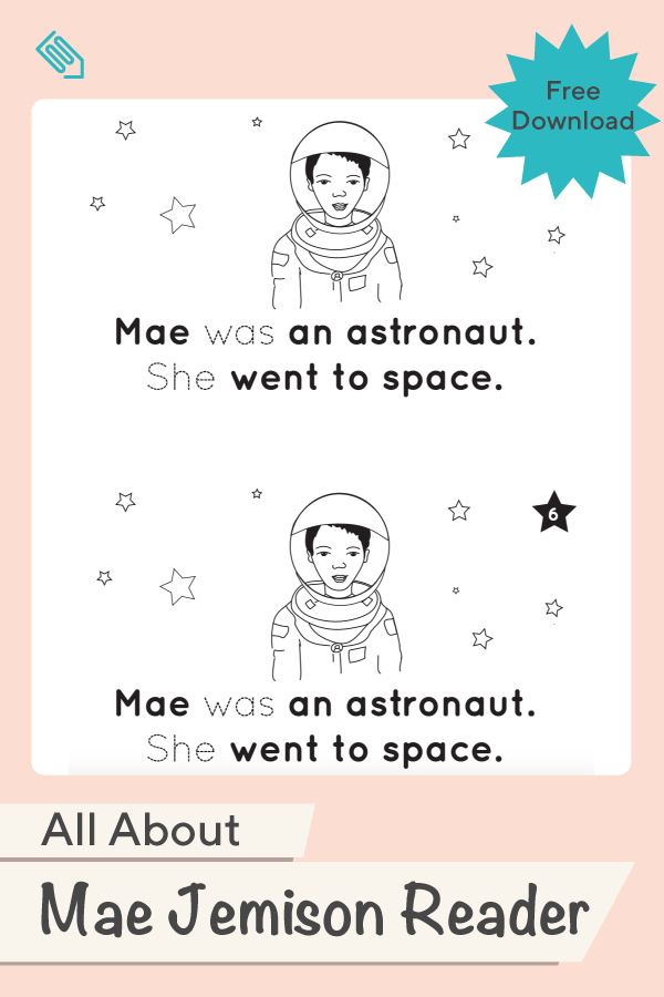 Educational resource featuring Mae Jemison for kindergarten sentence writing activities Worksheet for students to write about Mae Jemison, the first African American woman in space