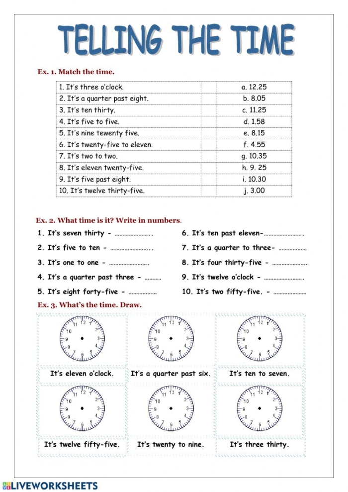 Kindergarten worksheet featuring Melissa Mouse helping students learn to tell time with an analog clock