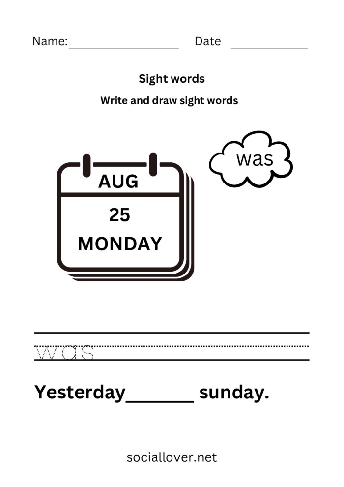 Kindergarten student tracing and writing the sight word fly on a practice page