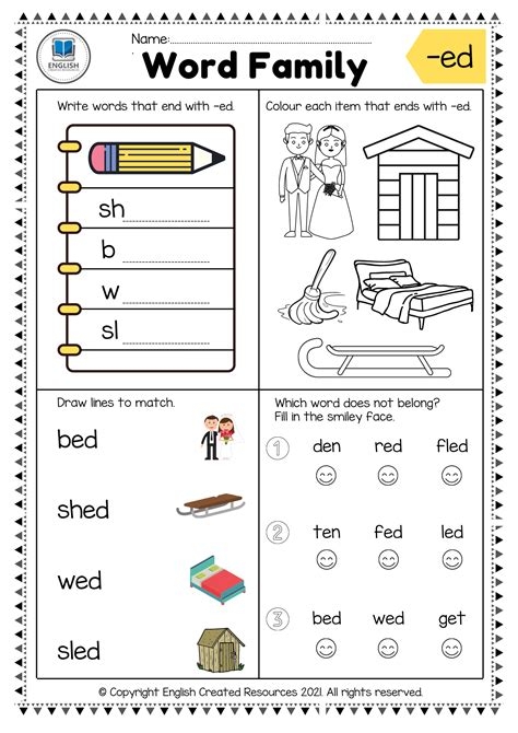 Kindergarten worksheet featuring writing practice for the en word family