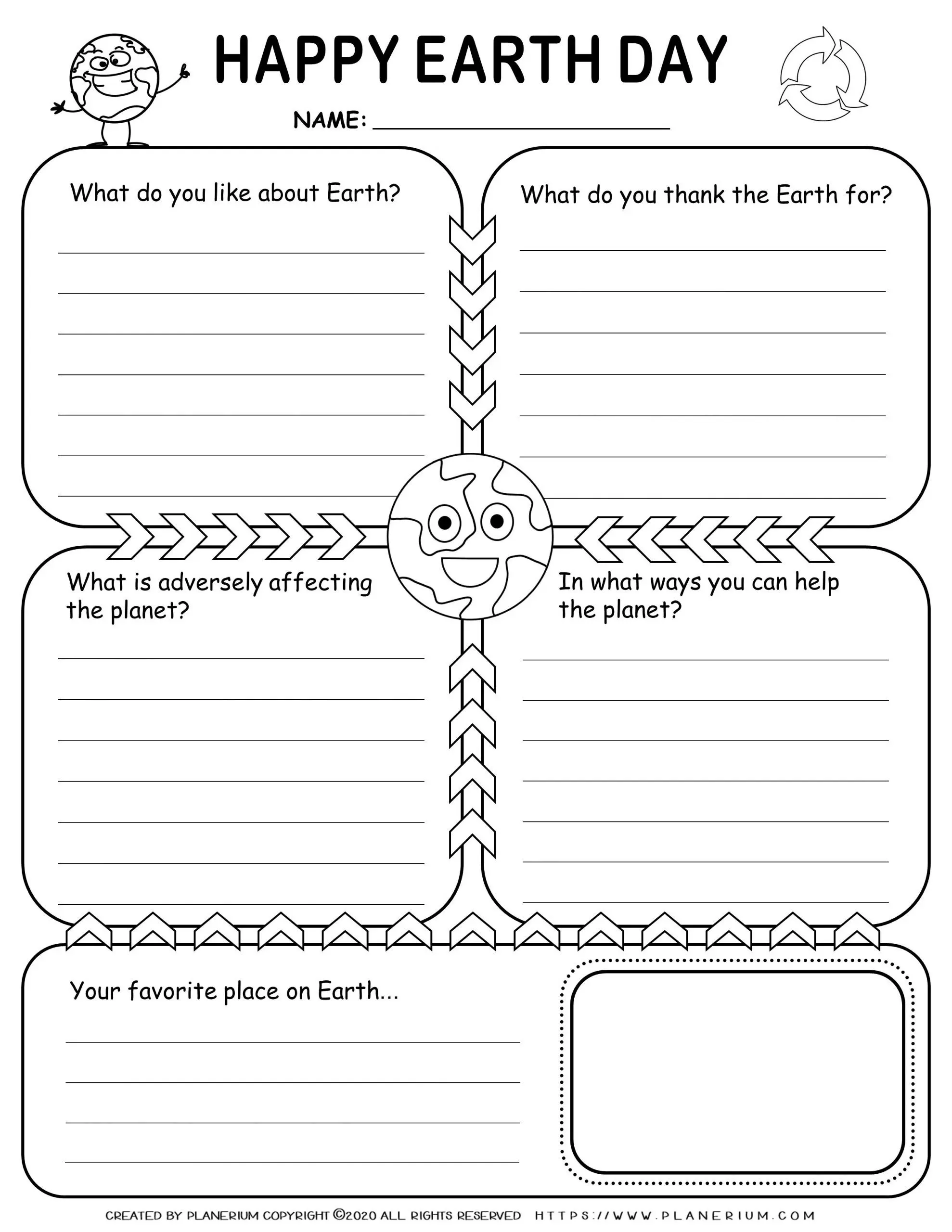 Kindergarten student practicing writing skills on The Earth Gives Me Earth Day worksheet