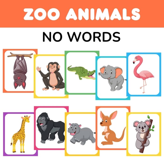 At the Zoo multiplication worksheet designed for early learners Adjective identification worksheet featuring animals at the zoo for kindergarten students