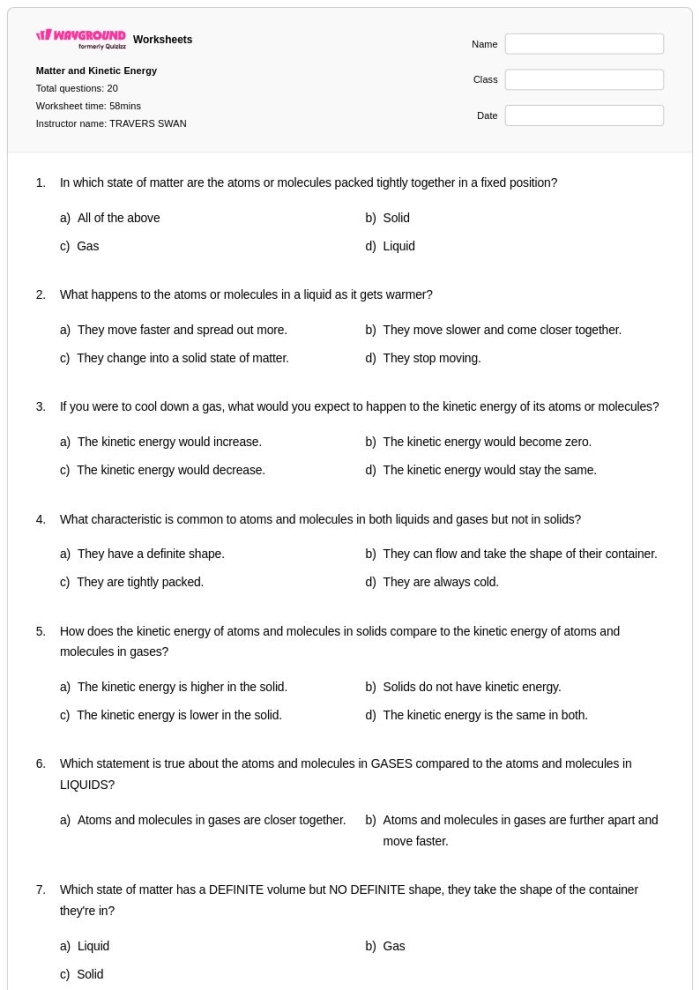 Worksheet focused on kinetic energy, mass, and speed for sixth graders featuring real-world data. Kinetic Energy, Mass, and Speed: Part 1 worksheet for sixth grade students.