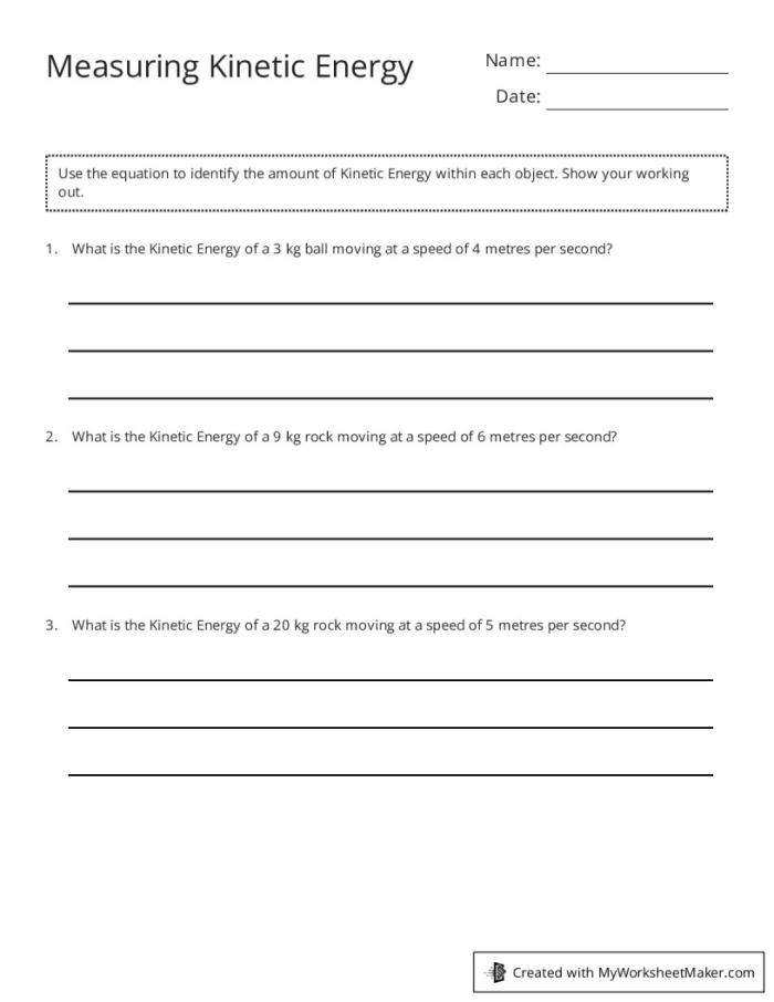 Kinetic Energy and Temperature Change Data and Graphing Worksheet Sixth grade science worksheet covering the relationship between kinetic energy and temperature through data analysis and graphing