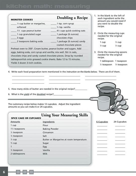 Fourth grade math worksheet showing a kitchen floor layout with measurements for calculating total area and comparing flooring costs within a budget