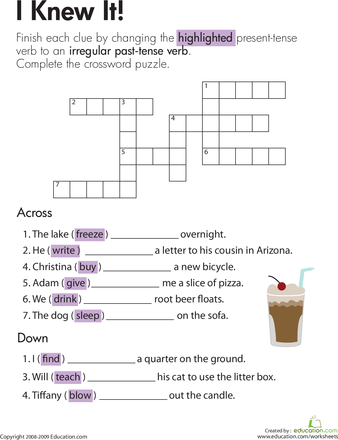 Knew It! Irregular Past-Tense Verbs practice worksheet for students Worksheet featuring engaging exercises on irregular past-tense verbs for third graders