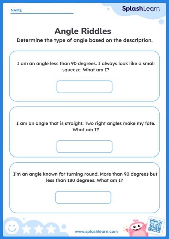Worksheet titled "Know Your Angles" designed for fourth graders to learn about different types of angles. Explore acute, obtuse, straight, and right angles with this engaging geometry resource.